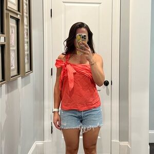 J. Crew Coral Off-Shoulder Blouse